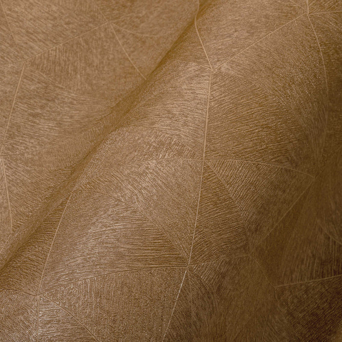 Hexagon Textured Vinyl Wallpaper - Ochre Brown