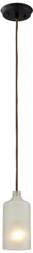 Hgtv Home Lighting 46006/1 Skylar 1-Light Pendant With Translucent Glass Shade, 5 By 8-Inch, Oiled Bronze Finish
