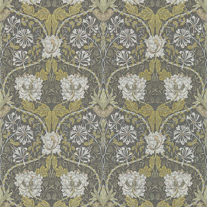Honeysuckle and Tulip Wallpaper - Charcoal/Gold