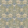 Honeysuckle and Tulip Wallpaper - Olive/Woad