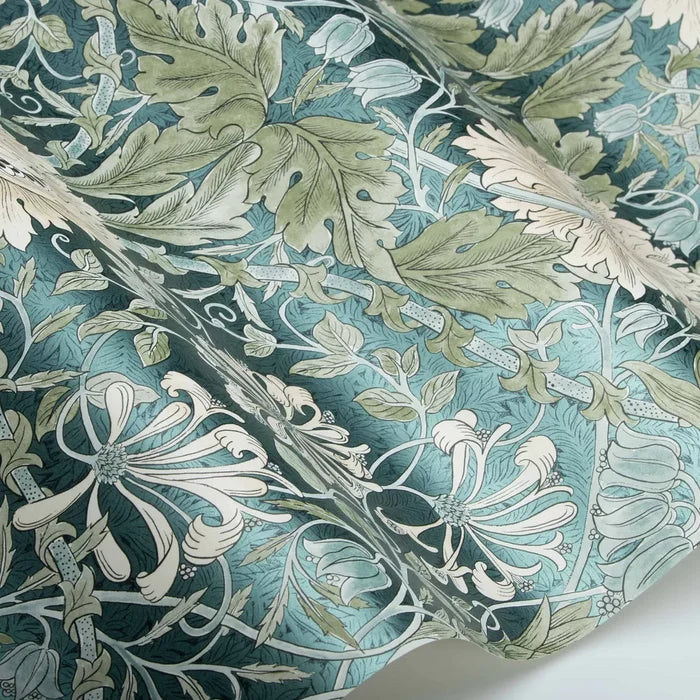 Honeysuckle and Tulip Wallpaper - Peacock
