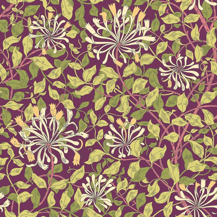 Honeysuckle Leaf Trail Wallpaper - Ohpopsi - Aubergine