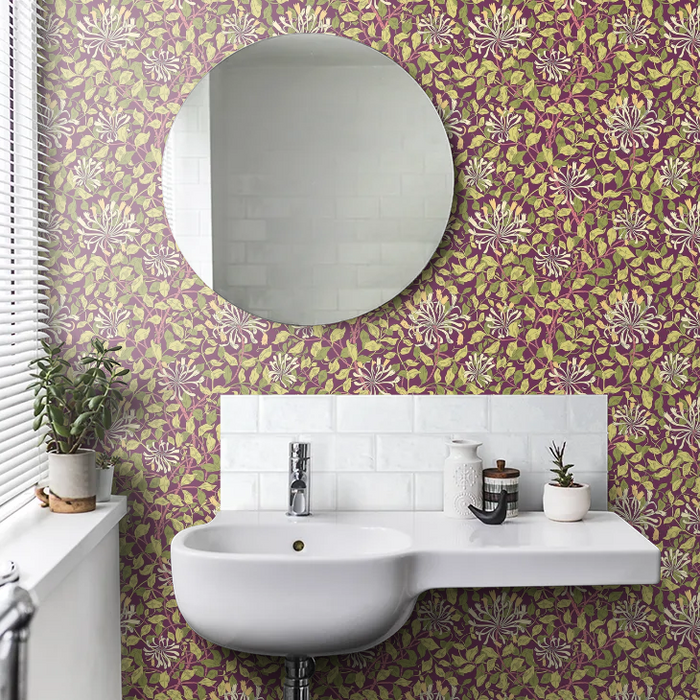 Honeysuckle Leaf Trail Wallpaper - Ohpopsi - Aubergine