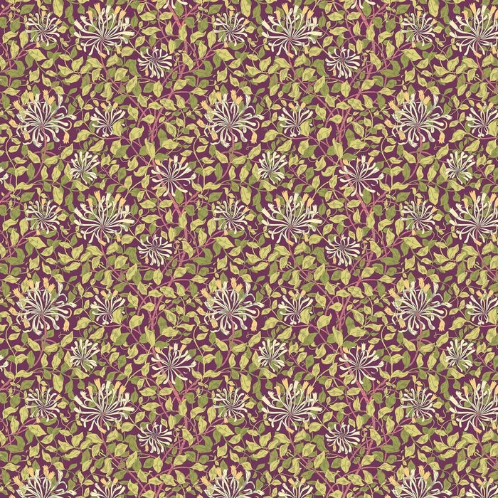 Honeysuckle Leaf Trail Wallpaper - Ohpopsi - Aubergine
