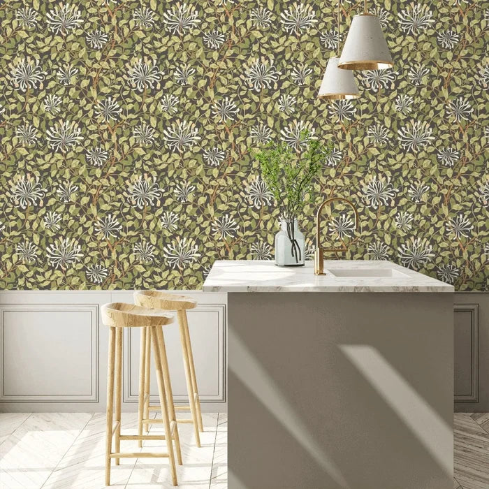 Honeysuckle Leaf Trail Wallpaper - Ohpopsi - Chalkboard