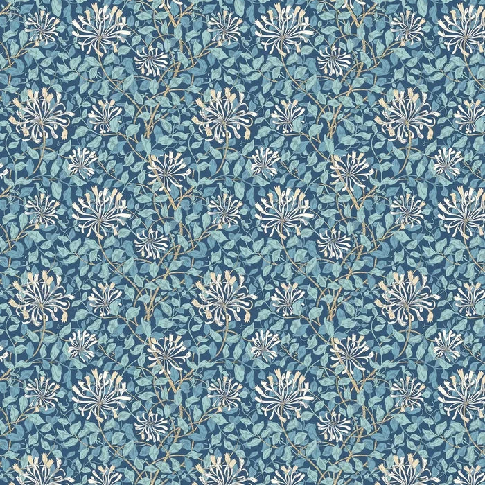 Honeysuckle Leaf Trail Wallpaper - Ohpopsi - Navy Blue