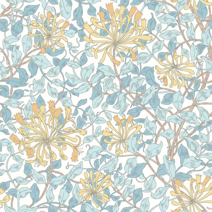 Honeysuckle Leaf Trail Wallpaper - Ohpopsi - Soft Blue