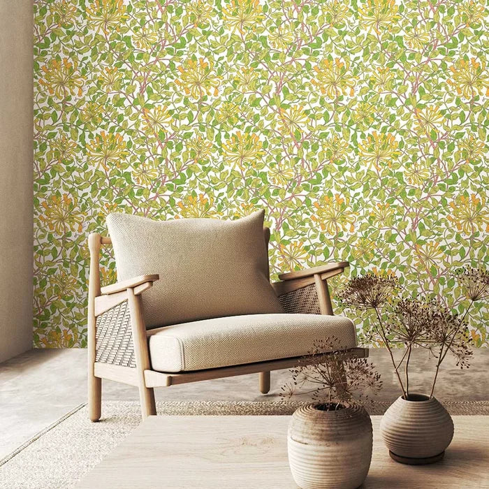 Honeysuckle Leaf Trail Wallpaper - Ohpopsi - Sunshine Yellow