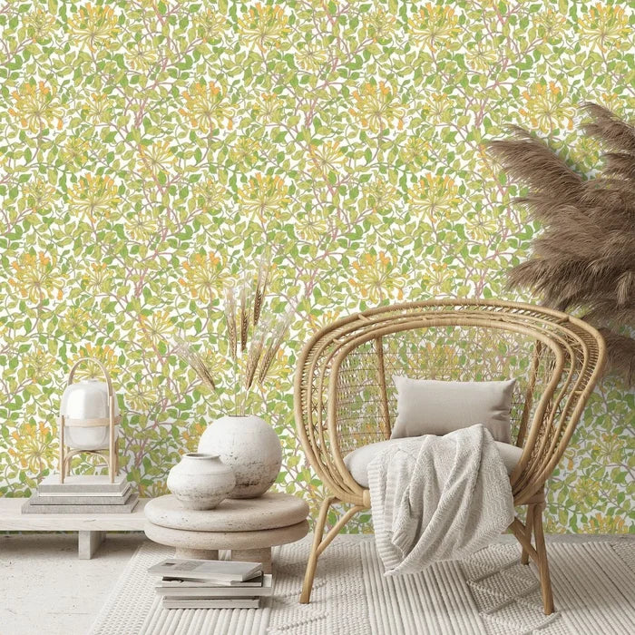 Honeysuckle Leaf Trail Wallpaper - Ohpopsi - Sunshine Yellow