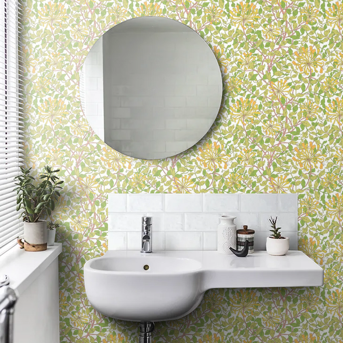 Honeysuckle Leaf Trail Wallpaper - Ohpopsi - Sunshine Yellow
