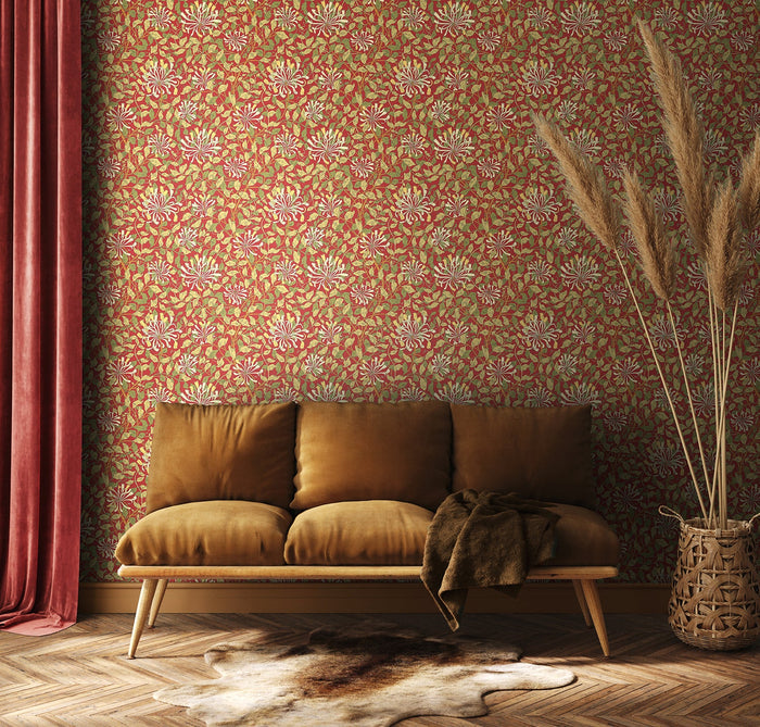 Honeysuckle Leaf Trail Wallpaper - Ohpopsi - Terracotta