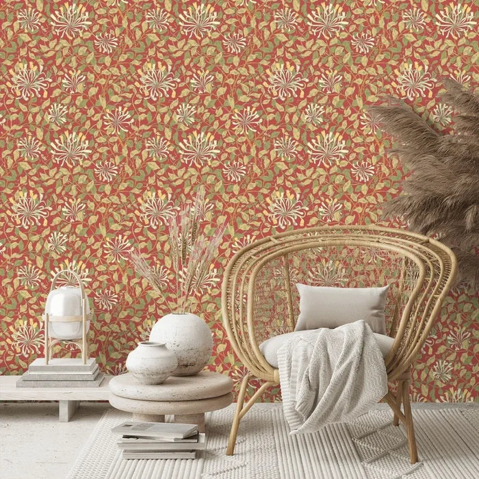Honeysuckle Leaf Trail Wallpaper - Ohpopsi - Terracotta