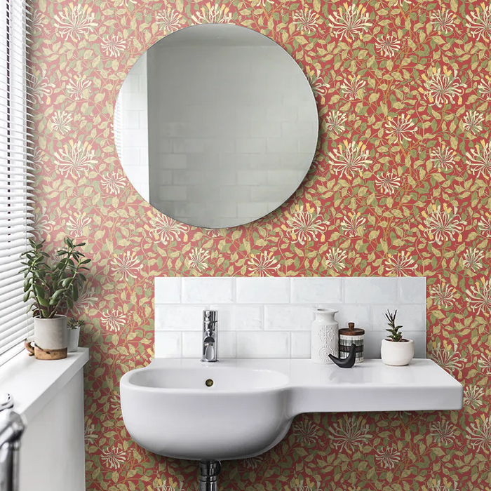 Honeysuckle Leaf Trail Wallpaper - Ohpopsi - Terracotta