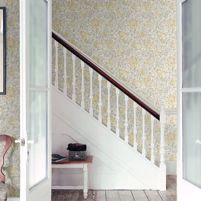 Honeysuckle Leaf Trail Wallpaper - Ohpopsi - Warm Grey