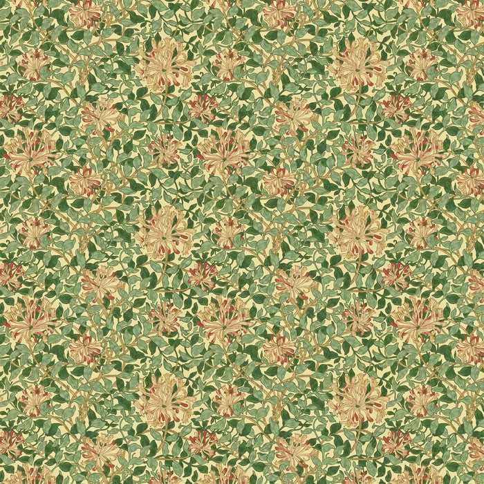 Honeysuckle Wallpaper - Green/Coral Pink