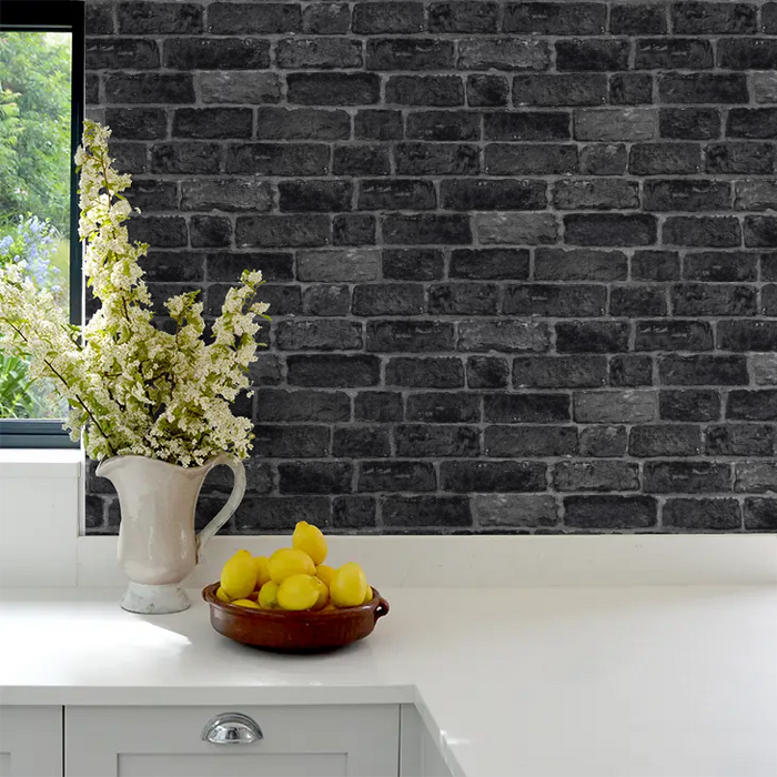 House Brick Wallpaper - Charcoal