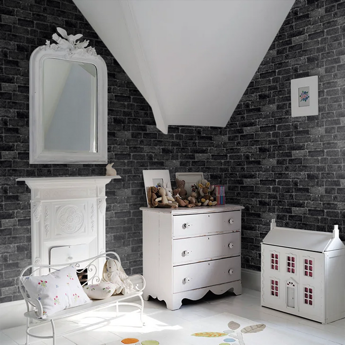 House Brick Wallpaper - Charcoal