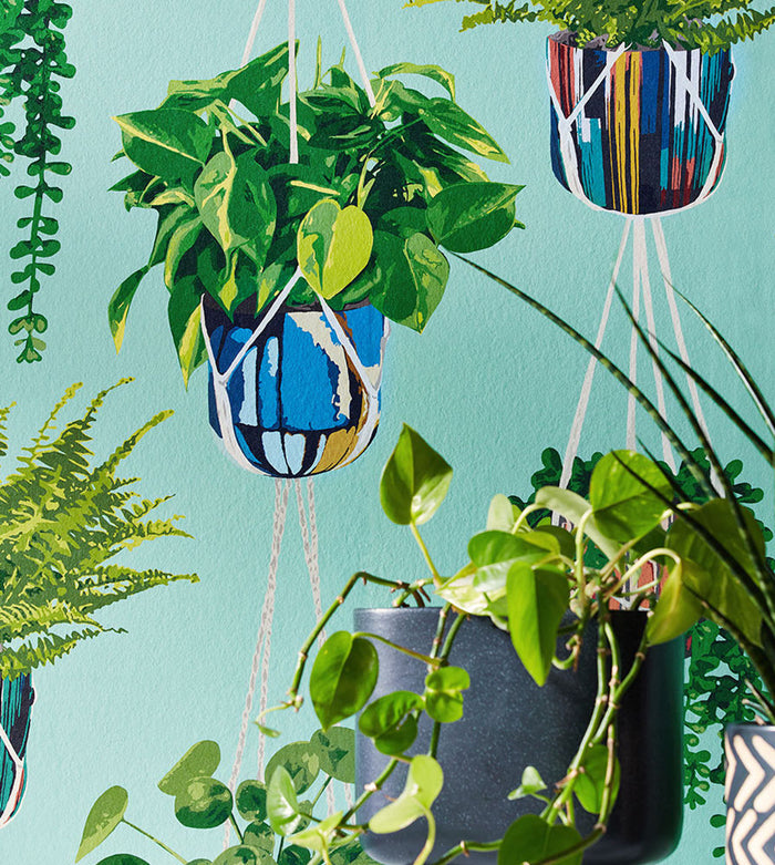 Houseplant Wallpaper - Cerulean Twist