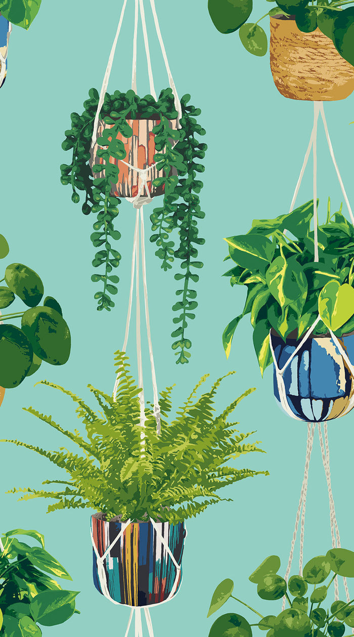 Houseplant Wallpaper - Cerulean Twist