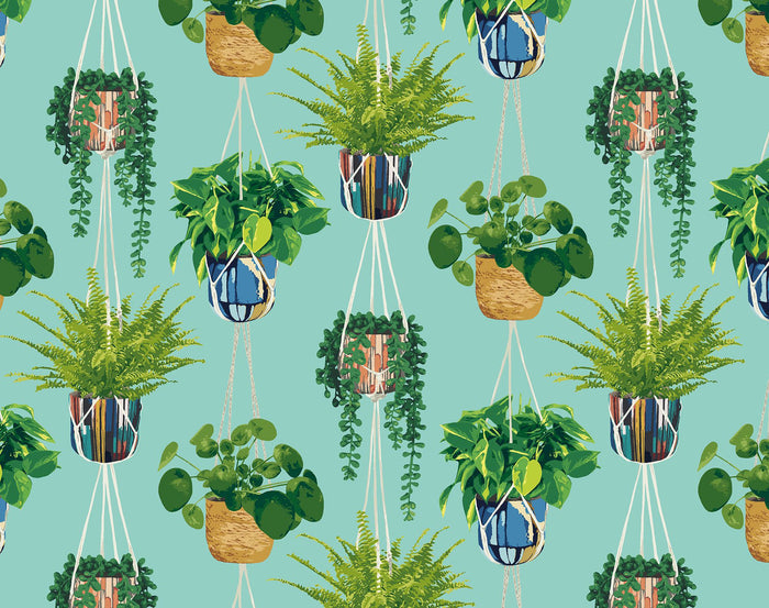 Houseplant Wallpaper - Cerulean Twist