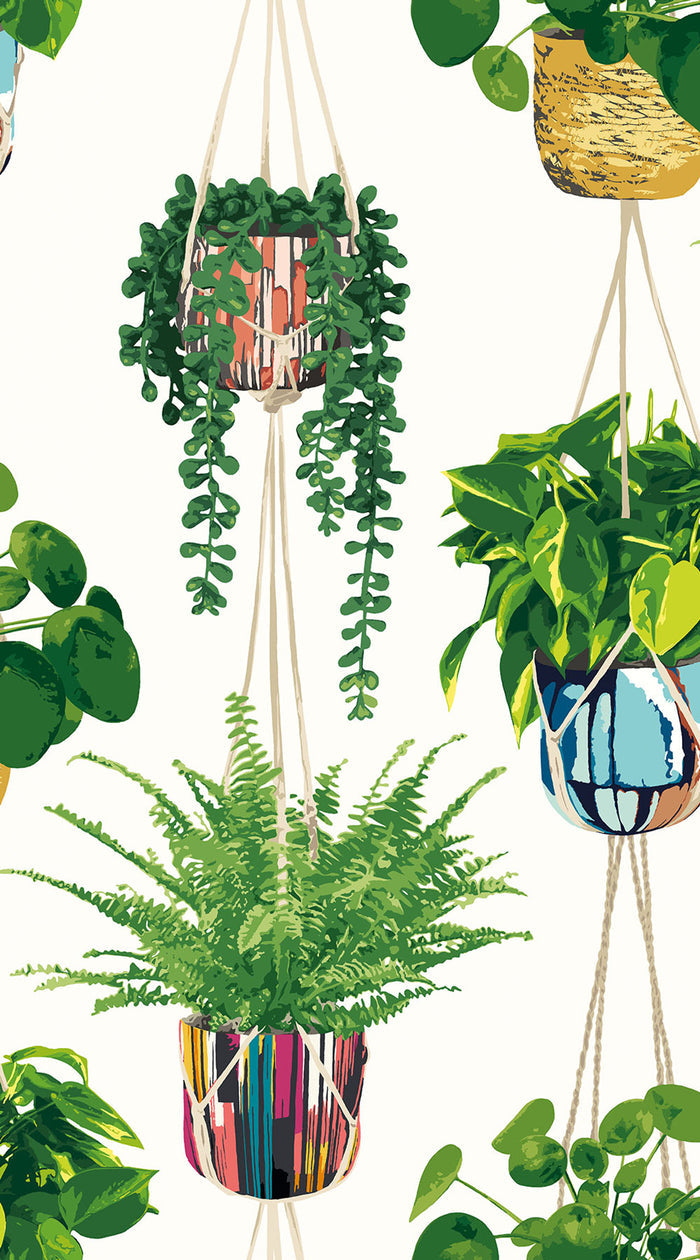 Houseplant Wallpaper - Green/Ivory