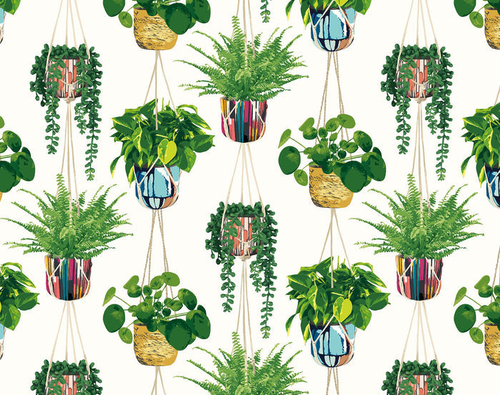 Houseplant Wallpaper - Green/Ivory