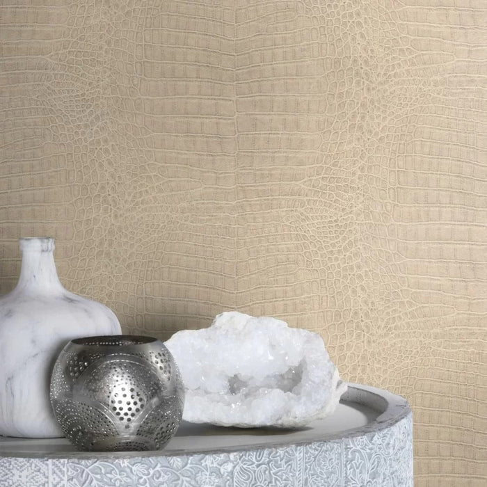 Imitation Crocodile Leather Wallpapers - Beige Shimmer
