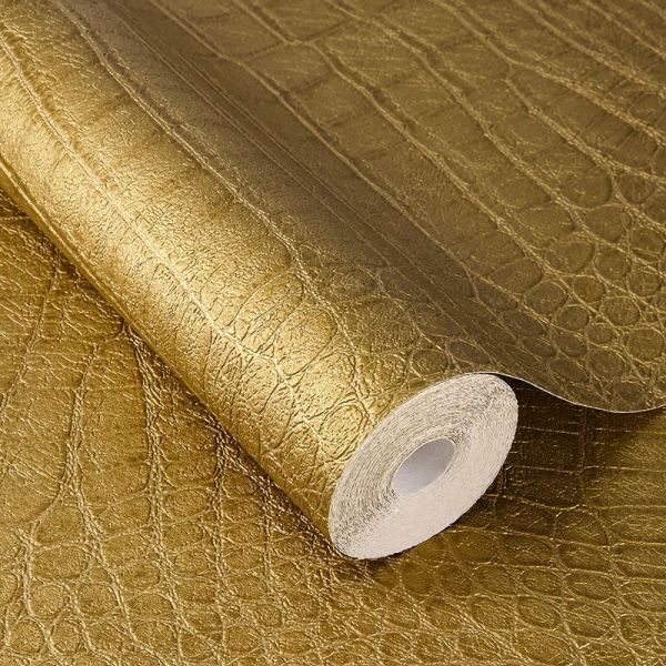 Imitation Crocodile Leather Wallpapers - Gold