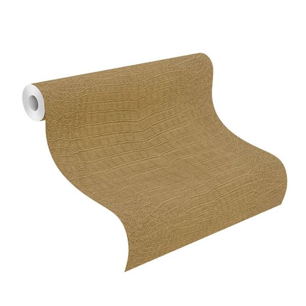 Imitation Crocodile Leather Wallpapers - Gold