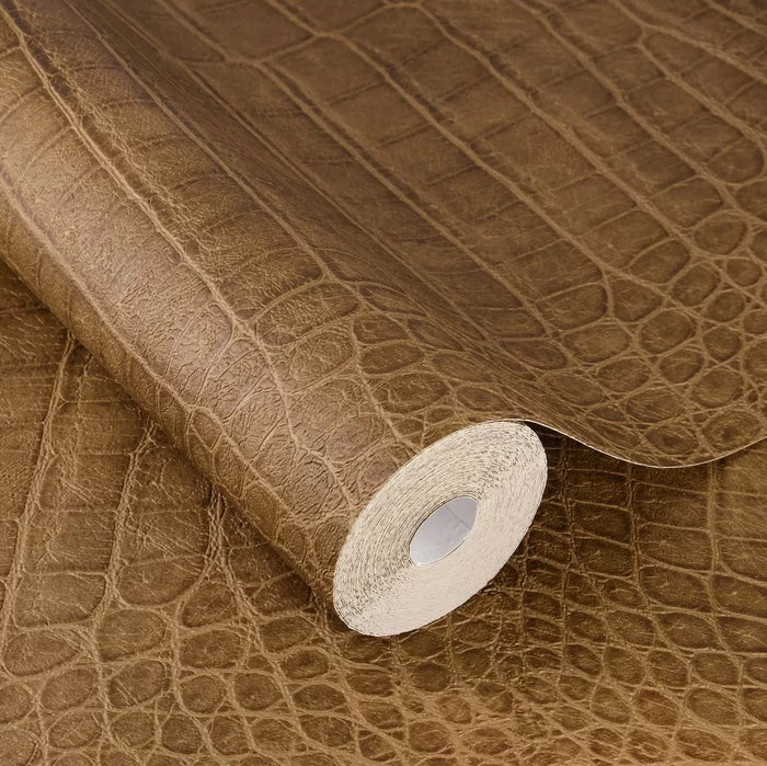Imitation Crocodile Leather Wallpapers - Warm Brown