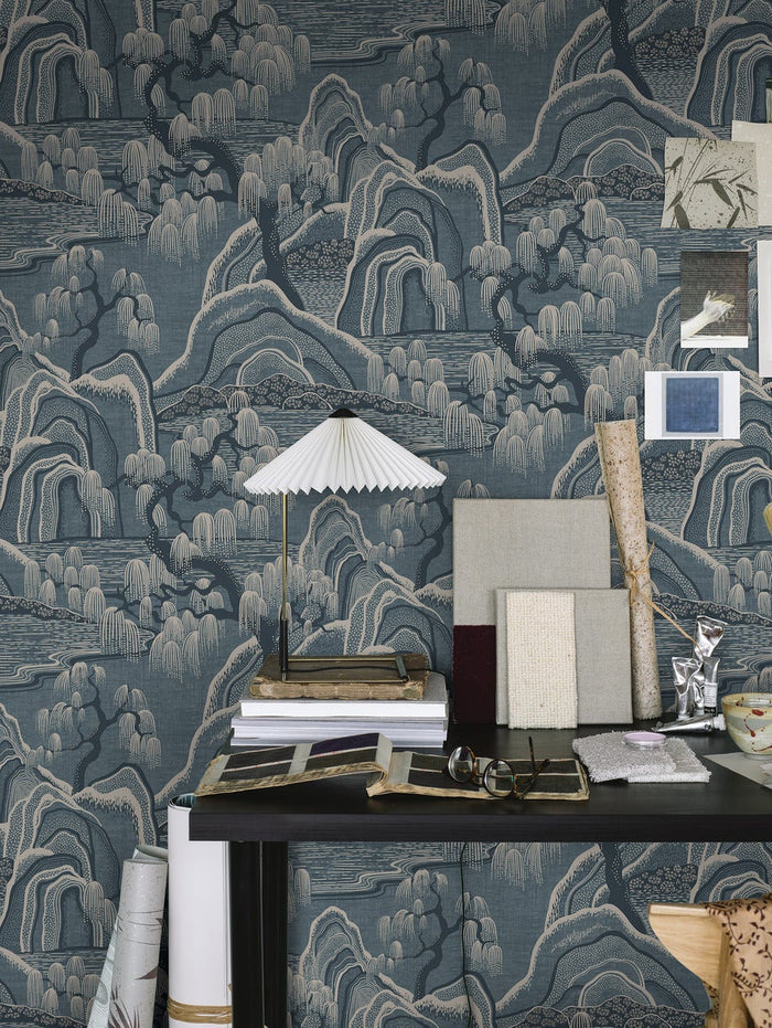 Indigo Garden Wallpaper - Blue/Beige