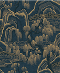 Indigo Garden Wallpaper - Navy/Gold