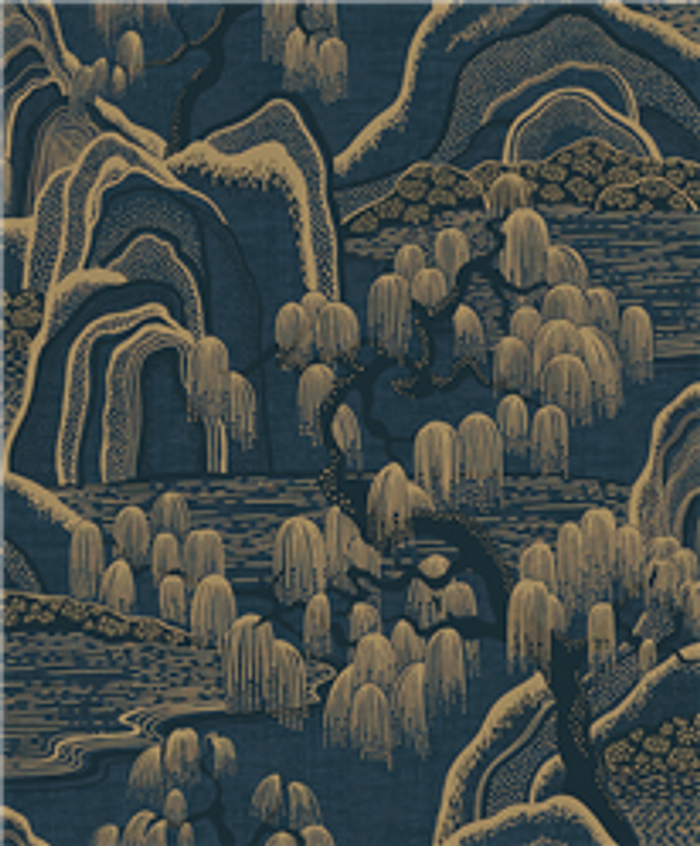 Indigo Garden Wallpaper - Navy/Gold