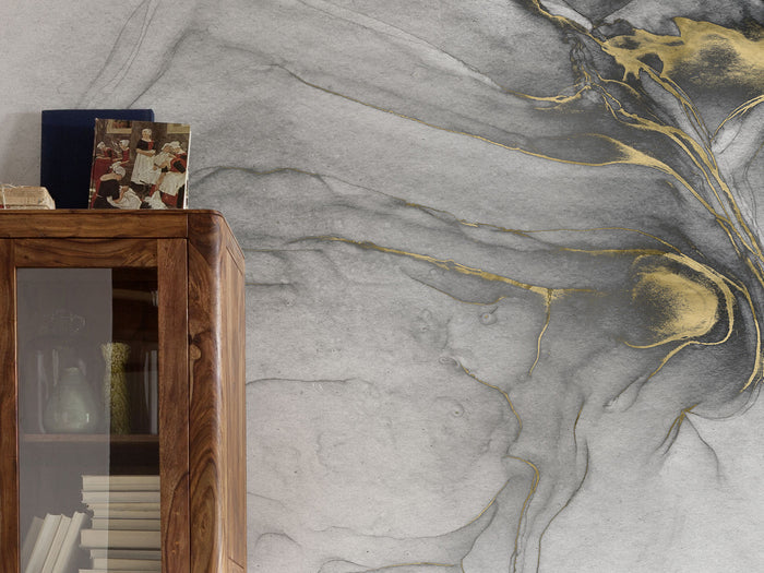 Ink Gold Flow - Custom Sized Mural Wallpaper (per m2)