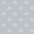 Isadora blue wallpaper with small daisy sprigs on an open background