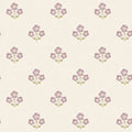 Isadora neutral and mulberry wallpaper with small plum daisy sprigs