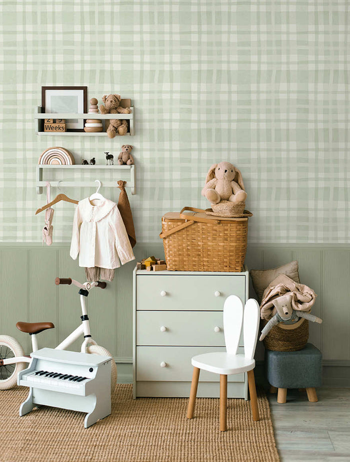 Ivy Plaid Wallpaper - Sage