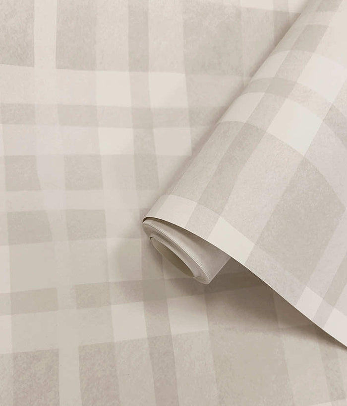 Ivy Plaid Wallpaper - Warm Grey