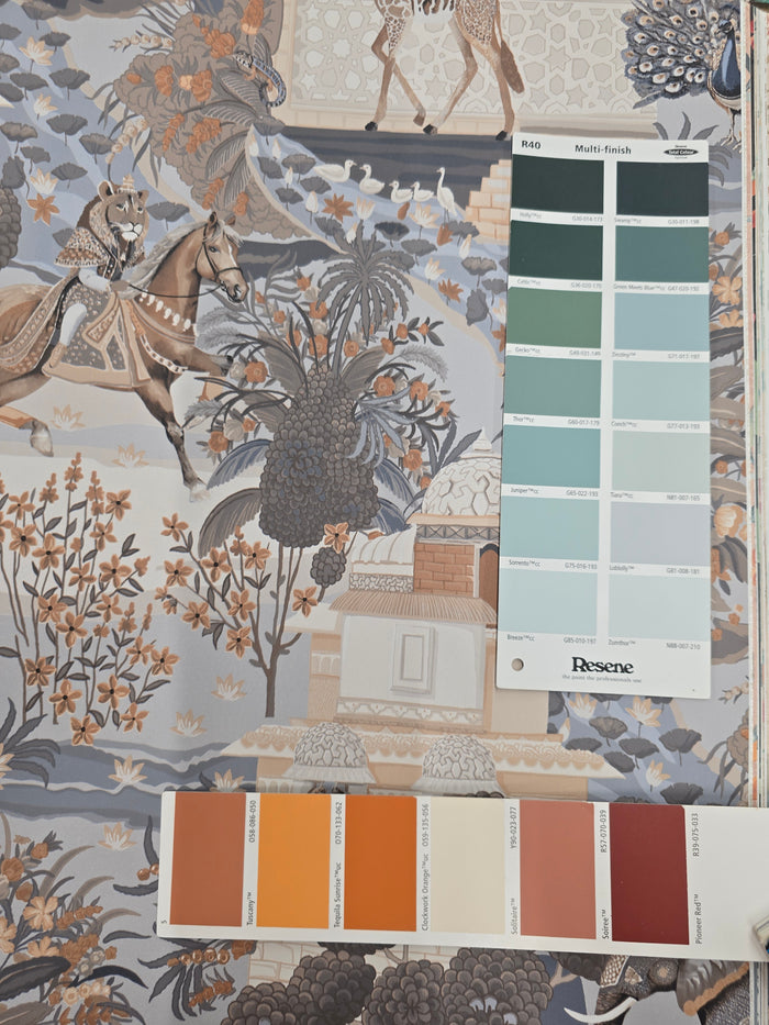 Jal Mahal – Royal Fairy-Tale Wallpaper – Navy/Orange