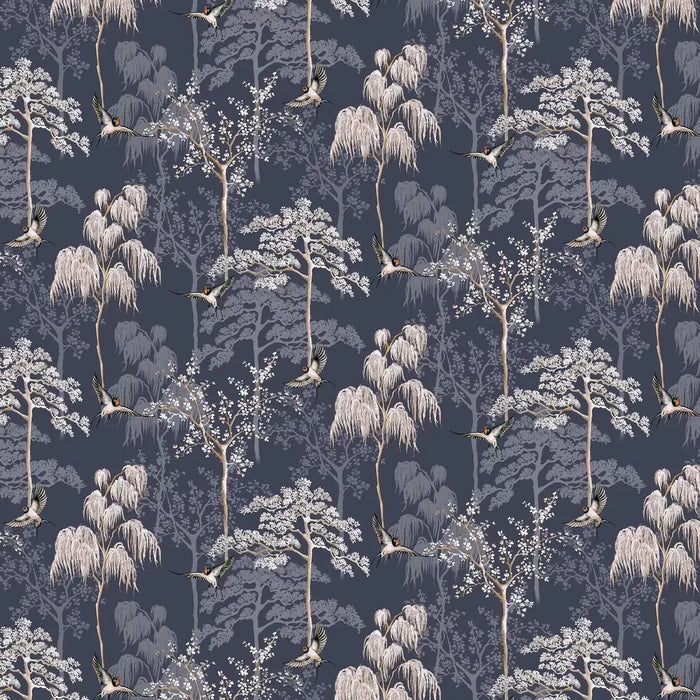 Japanese Garden Wallpaper - Navy