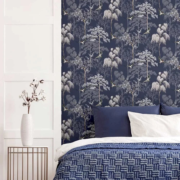 Japanese Garden Wallpaper - Navy