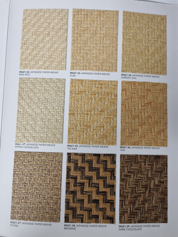 Japanese Summerhouse - Handmade Grasscloth Wallpaper - Biscuit