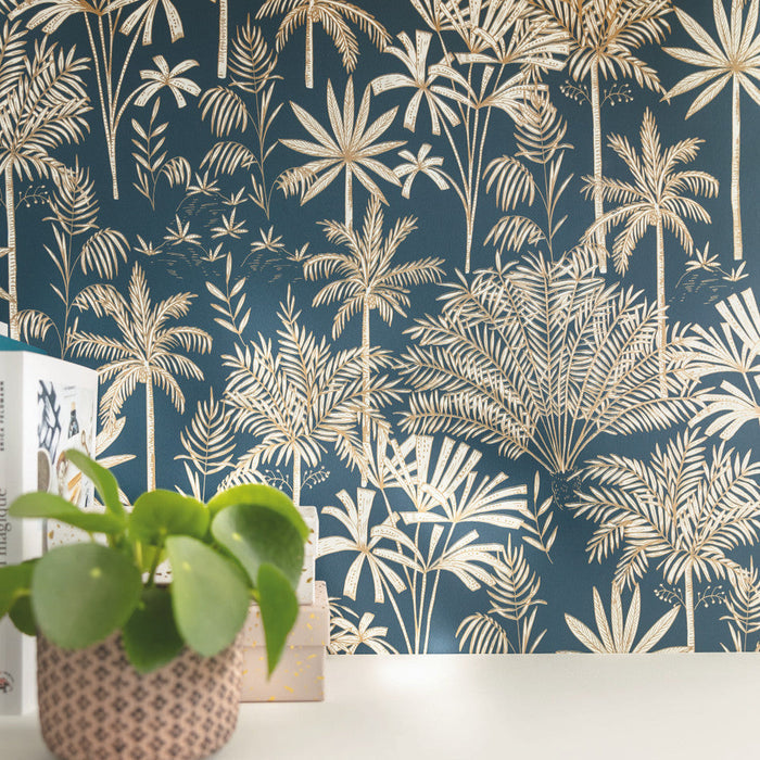 Jardin De Marrakech Vinyl Wallpaper - Blue - Last 30 Rolls