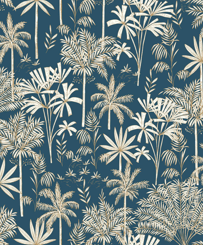 Jardin De Marrakech Vinyl Wallpaper - Blue - Last 30 Rolls