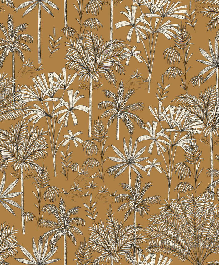 Jardin De Marrakech Vinyl Wallpaper - Ochre - Discontinuing