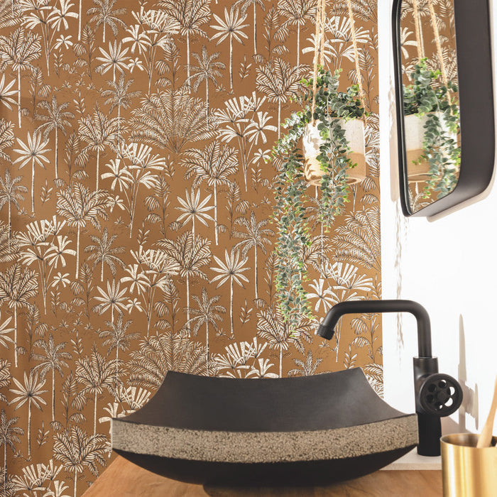 Jardin De Marrakech Vinyl Wallpaper - Ochre - Discontinuing