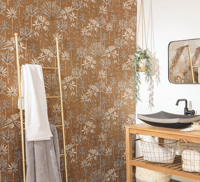 Jardin De Marrakech Vinyl Wallpaper - Ochre - Discontinuing