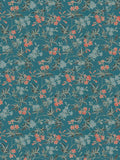 Jasmin - Floral Wallpaper - Blue Green
