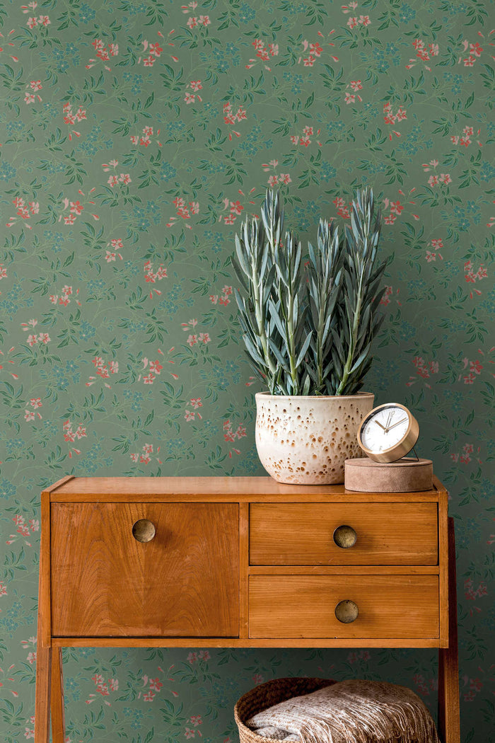Jasmin - Floral Wallpaper - Green