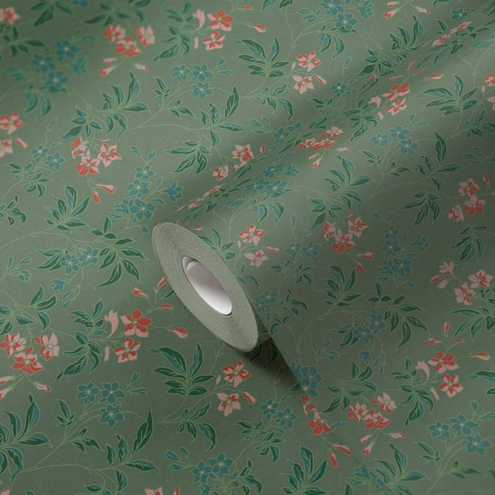 Jasmin - Floral Wallpaper - Green
